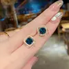 Brincos de tarraxa de cristal azul para mulheres, simples e pequenos para o verão, 2024, novos, modernos, elegantes, de alta qualidade, com haste de prata para orelha