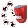 Repelente de Animais Solar Ultrassônico com Alarme Sonoro e de Flash Dispositivo à Prova d'Água para Exterior com Sensor de Movimento para Veado Javali Cachorro Pássaro Roedor Repelente Vermelho
