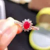 Plata S925 de alta calidad Chapado en Platino Incrustado con Rubí Natural (Quemadura Antigua) Anillo Diseño Clásico Joyería 4x5