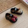 Roupa de primeiro aniversário outono novo estilo menina laço sapatos de princesa sapatos para bebê andar 1-3 anos sola macia sapatos de couro