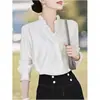 Camisa Blanca con Volantes para Mujer, Nuevo Estilo Primavera 2025, Lujo Ligero, Sensación de Alta Gama, Rejuvenecedora, Elegante, Corte Holgado, Top con Cuello en V