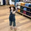 Colección Nueva Primavera 2025 Estilo Coreano Ropa Infantil Sudadera con Capucha Rayada para Niñas Camiseta Básica Overol de Mezclilla Vintage