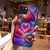 Aplicável à Capa de Vidro Temperado Apple 18PRO 17PROMAX Capa Protetora iPhone16 Nuvens Arco-Íris 17E Coração de Amor