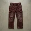 Jeans de Pierna Ancha con Salpicaduras Pintados a Medida para Hombre Jeans de Pierna Ancha con Múltiples Bolsillos Estilo Graffiti para Hombre Jeans para Hombre de Marca Trendy Americana