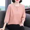 Camiseta de Manga Longa de Primavera para Mulheres 2025 Novas Blusas para Mães de Meia-Idade e Idosas Roupas de Outono Peças de Fora Camisas de Base Fashion