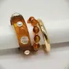 Set de Pulseras de Resina con Forma de Concha Retro Amberino Europeo y Americano de Moda para Mujer, Pulseras Texturizadas de Personalidad Apilables para Vacaciones para Mujer