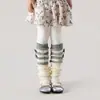 Leggings Gruesos de Invierno para Niñas con Forro de Felpa y Calcetines Bloque de Color, Pantalones Cálidos de Felpa Integrados Modernos