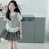 Conjunto de Verão 2026 para Meninas Novo Estiloso Conjunto de Duas Peças com Top e Saia Midi da Moda para Crianças Maiores