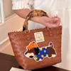 Colgante de Cesta de Verduras Tejida Retro de Teckel Rayado Bolso de Mano Nuevo Bolso Tote para Viajes Diarios Bolso con Cuerda de Nylon