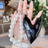 Estilo Coreano Ins Dulce Estilo Girly Relleno de Algodón Corazón Cadena de Perlas Colgante de Bolso Accesorios para Bolsos Llavero Colgante Pequeño