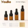 Frascos Conta-Gotas de Vidro Âmbar 1ml 2ml 3ml 5ml Prontos para Envio Transfronteiriço Frascos de Óleo Essencial Frascos de Amostra Frascos Dispensadores de Teste