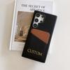 Funda de Teléfono Color Block con Patrón de Lichi, Tarjeta, Letra Bronceada para Samsung S24ultra, Gama Alta, Lujo Ligero, A55, Carcasa Dura