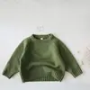Cierra los ojos hasta el suéter cálido holgado para niños nuevo de otoño 2024 versión coreana de suéter pullover retro para niños y niñas