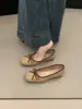 Sapatos baixos de bico quadrado com laço estilo francês para mulheres, novos sapatos baixos da primavera de 2026, sapatos de vovó