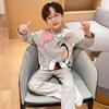 Pijamas para meninos primavera e outono algodão manga comprida desenho animado fino ar condicionado roupas médias e grandes crianças meninos algodão casa wear atacado