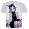 Camiseta Impresa en 3D de Demon Slayer Kochou Shinobu, Camiseta de Manga Corta para Hombre y Mujer, Oversize Harajuku