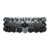 Conjunto de Pulseiras Elásticas 8mm Pedra Olho de Tigre Preto Fosco 4mm Cubo de Pedra de Ferro Preto Pulseira Masculina Feita à Mão