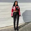 Comercio Exterior Europeo y Americano Verano 2026 Nueva Moda Femenina Estilo Motociclista Bloques de Color Parche Bordado Patchwork Ajustado Chaqueta de Cuero Sintético