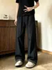 Pantalones de cuadros patchwork estilo americano, unisex, tela ligera de verano, transpirables y de secado rápido, estilo casual, pierna recta retro, ligeramente acampanados