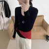 ¡Estilo coreano! Suéter Básico de Punto Ajustado con Hombro Normal y Cuello en U Grande para Mujer Otoño e Invierno 2026