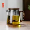 Tetera de Vidrio al por Mayor, Tetera de Vidrio Resistente a Altas Temperaturas, Juego de Té de Vidrio, Tetera de Vidrio de Alto Borosilicato con Mango de Madera