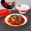 Louça de Melamina Comercial para Pratos de Lagosta, Travessa de Frutos do Mar com Duas Alças, Porcelana de Imitação Panela Quente Picante Panela Seca para Restaurantes de Churrasco