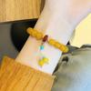 Pulsera de ágata amarilla de estilo antiguo chino para otoño e invierno, accesorios artísticos con borlas Hanfu, pulsera de jade blanco, pulsera para novias, pulsera para mujer