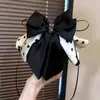 Grampo de rabo de cavalo suave em rede estilo coreano para mulheres, presilha de cabelo de fita floral de alta qualidade, presilha de tubarão estilo preguiçoso com laço, acessório de cabelo
