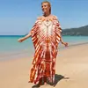 Camisa Protectora Solar de Playa Estampada de Rayón Europea y Americana al por Mayor, Vestido Sexy Holgado de Vacaciones, Cubre Traje de Baño Bikini