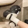 Zapatos de Agujeros de Tacón Alto Forrados de Felpa Invierno Pantuflas de Algodón Extraíbles y Lavables para Uso Exterior Antideslizantes Zapatos Mao Mao para Interiores y Exteriores con Algodón