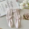 Meias Cor-de-Rosa para Mulheres, Estilo Ballet, Laço Doce no Calcanhar, Meias de Cano Médio, Estilo Fino para Primavera e Verão, Meias de Renda Delicadas, Lolita