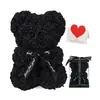 Oso de Rosa Flor Eterna de 25 cm Transfronterizo Regalo para el Día de la Madre San Valentín Oso de Flor de Espuma Caja de Regalo de PVC Venta al por Mayor