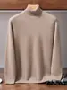 Suéter de cachemira de cuello alto para hombre, jersey de punto de cachemira de cabra engrosado, suéter de cachemira de corte holgado con cuello alto