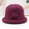 Sombrero de madre para mujeres de mediana edad y ancianas, gorro de lana tejido cálido con felpa, sombrero de invierno para proteger del frío a señoras mayores