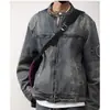 Chaqueta de Mezclilla Lavada con Efecto Desgastado y Bolsillo con Cremallera, Estilo Retro Americano, Nueva para Hombre en Otoño, Denim Moderno y Fresco para Hombres y Mujeres