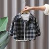 7632 Camisa Roja Infantil Primavera y Otoño 2026 Nuevo Estilo Camisa de Manga Larga Estilo Coreano para Niños Top de Cuadros de Primavera Primavera