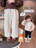 Pantalones de Forro Polar para Niña Otoño e Invierno 2024 Nuevos Pantalones Casuales Rectos de Invierno para Bebé Niña Pantalones de Pierna Ancha Engrosados para Niños