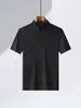 Camiseta Masculina de Verão Nova Casual Perfurada Versátil Cor Lisa Manga Meia Manga Estilo Chinês Gola Alta Manga Curta Mais Vendida