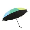 Venta al por mayor de fábrica marca Jiangnan lluvia paraguas arcoíris resistente al viento 8 varillas 4 secciones tela parachoques protección solar protección solar paraguas publicitario personalización