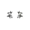 Brinco de Clipe Estrela de Quatro Pontas com Zircônia Flash Estilo Doce e Cool para Mulheres com Design de Luxo Acessível, Estiloso, Nicho, Joia para Orelha de Alta Qualidade Sem Furo