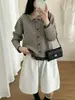 Cárdigan suéter de rayas color block estilo coreano, nueva colección otoño/invierno 2026, retro y versátil, cárdigan de punto casual para mujer