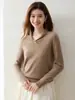 Suéter de Cachemir con Cuello Azul y Verde para Mujer, Jersey de Manga Larga, Estilo Casual Diario, Versátil, Capa Base de Punto de Color Sólido