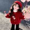 Ropa para Visitar en Año Nuevo Abrigo de Invierno para Niñas 2026 Nuevo Elegante para Bebé Niña Grueso Cálido Rojo Abrigo de Año Nuevo