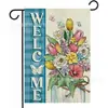 2026 Bestseller de Amazon Primavera y Verano Bandera de Jardín Margarita Floral Gato Negro Decoración de Jardín Exterior Bandera de Jardín de Lino