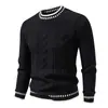 Suéter de punto trenzado retro americano para hombre, nuevo estilo otoño e invierno, tejido casual moderno para adolescentes, suéter de lana como capa base