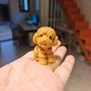 Yabai Wood - Mango de animal creativo de madera maciza, lindo perro tallado, artesanías, adornos de madera del zodiaco, pequeño osito de peluche