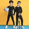 Body Infantil Ropa de Entrenamiento Niños Otoño e Invierno Mallas Niños Baloncesto Fútbol Deportes Ropa de Manga Larga de Secado Rápido Traje