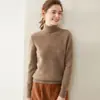 Suéter de Cachemira de Punto Grueso de Doble Hilo de Siete Pines con Cuello Alto para Mujer, Jersey Holgado de Manga Larga, Nuevo Suéter de Punto para Base de Otoño e Invierno para Mujer