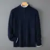 Baicai Rong Outono/Inverno Novo Suéter Puro 100% Lã Engrossado Gola Meia-Alta Meio Zíper Trançado Casual Malha de Luxo Leve
