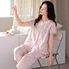 2025 Pijamas Nuevos para Mujer Verano Algodón Puro Madres de Mediana Edad Manga Corta Verano Delgado de Algodón Talla Grande Conjunto de Ropa para el Hogar